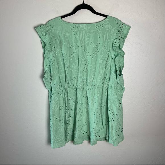 Torrid Green Eyelet Ruffle Sleeve Babydoll Top 3X NWT 40365248 Mint Green - Picture 8 of 12